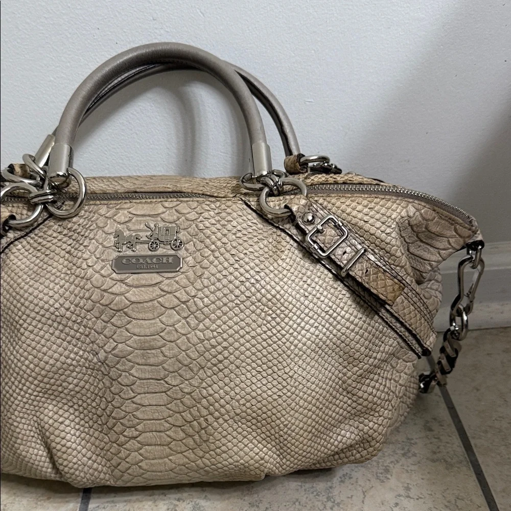 Coach Madison Sophia satchel with an embossed python texture